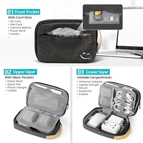 Travelkin Cord Organizer Travel, Electronic Organizer Travel Case, Cable Organizer Bag For Cords,Chargers Phone, Sd Card,Usbs (Black) - Image 3