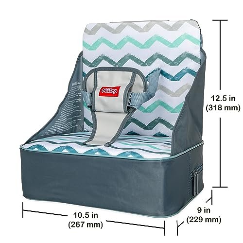 Nuby Easy Go Booster Seat - Travel Booster Seat for Babies and Toddlers - Holds Up To 50 Pounds - 9+ Months - Gray Chevron - Image 11