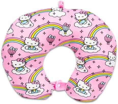 Hello Kitty Neck Pillow and Blanket Set - Bundle with Hello Kitty Fleece Blanket, Travel Neck Pillow, Stickers, Create a Face Activity Book, and More - Image 2