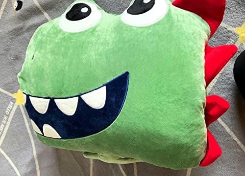 Cute Animal Soft Travel Blanket and Pillow Set Compact Travel Pillow with Blanket for Airplane, Car, Camping, Office, Train-Dinosaur - Image 2