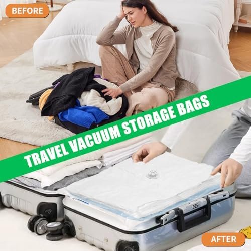 10 Pack Vacuum Storage Bags (5 Jumbo/5 Large) with Electric Pump, Reusable Compression Space Saver Bags for Autumn And Winter clothing, Mattress, Bedding, Quilts and Pillows, Comforters, Travel, White - Image 9