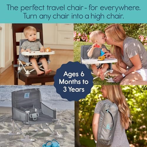 hiccapop OmniBoost Travel Booster Seat with Tray for Baby, Dining Table, Camping, Beach, Grandma’s | Folding Portable Tip-Free Design Straps to Kitchen Chairs - Image 4