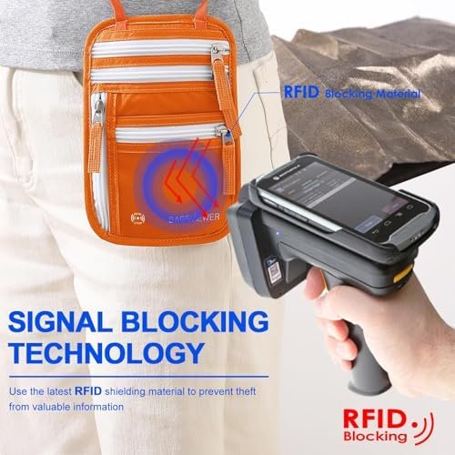 Neck Wallet, RFID Blocking Passport Holder for Travel, Waterproof and Slim Pouch with Adjustable Neck Strap for Men, Women to Secure Cash and Credit Cards, 8" × 8.5" - Image 5