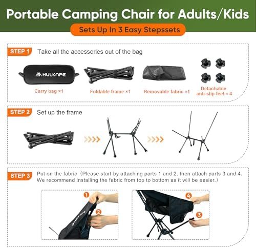 Ultralight Folding Camping Chairs,Portable Lawn Chair for Adults,3.5Lb Lightweight Backpacking Chair,Compact Foldable Beach Chair with Anti-Sinking Feet for Outdoor Camp Hiking Travel Supports 330LBS - Image 6