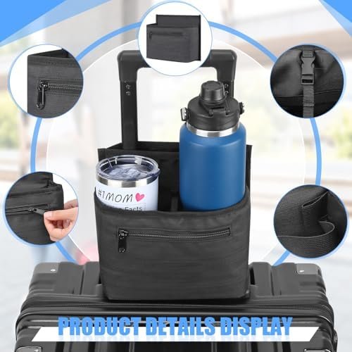 Luggage Travel Cup Holder Attachment for Suitcase Drink Carrier Caddy, Coffee Mug and Tumblers, Traveler Carry on Hands Free Accessory- Gifts for Flight Attendants Travelers Accessories - Image 5