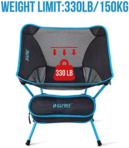 G4Free Folding Camping Chairs, Ultralight Compact Backpacking Folding Chairs Lawn Chairs Heavy Duty 330lbs with Side Pockets Packable for Outdoor Camp Travel Beach Picnic Gardening Travel Hiking - Image 6