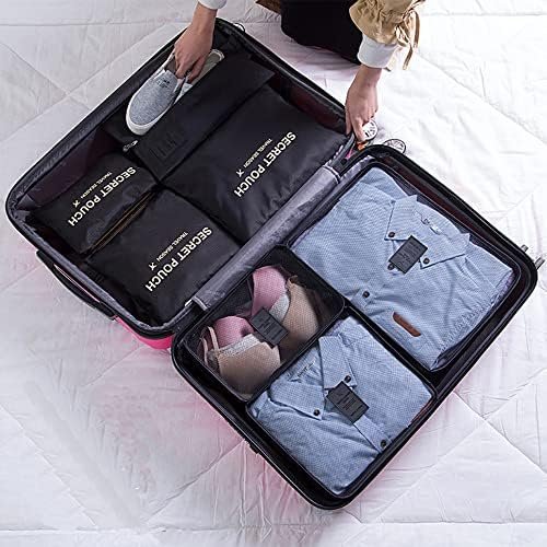7 Set Packing Cubes Packing Organizers Travel Luggage Organizers for Suitcase Travel Accessories with Laundry Bag & Shoe Bag, Black - Image 7
