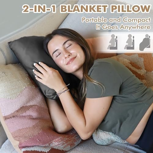 Tirrinia Travel Blanket Airplane Office Poncho 4 in 1 Premium Cozy Fleece Portable Poncho Blankets with Built-in Bag, Pocket - Image 3