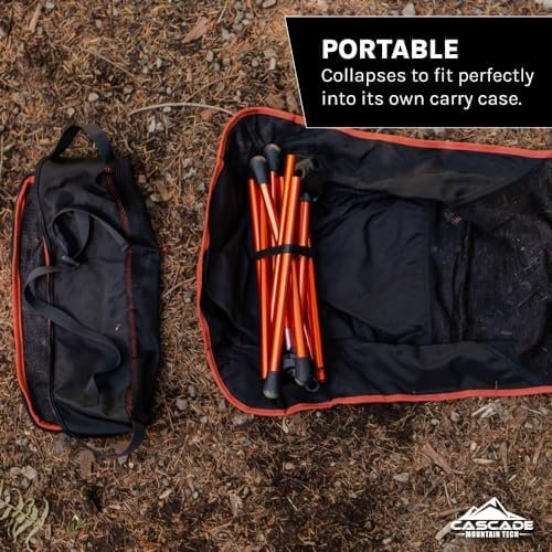 Cascade Mountain Tech Outdoor High Back Lightweight Camp Chair with Headrest and Carry Case - Black - Image 5