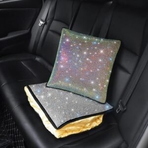 Luster Crystal Travel Blanket Pillow with Sparkling Rhinestones —Bling Bling Diamond Convertible Pillow Blanket Compact Pack Large Blanket for Any Travel Color 1 Piece