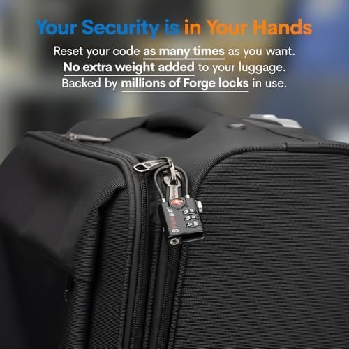 TSA Approved Cable Luggage Locks, Re-settable Combination with Alloy Body, Black 2 Locks. - Image 6