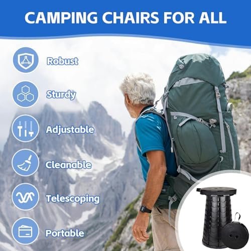 Upgraded Portable Folding Stool, Height Adjustable, Lightweight Yet Sturdy, Extendable Camping Chairs or Travel Footrest - Can Withstand at leasty 400 lbs. - Image 7