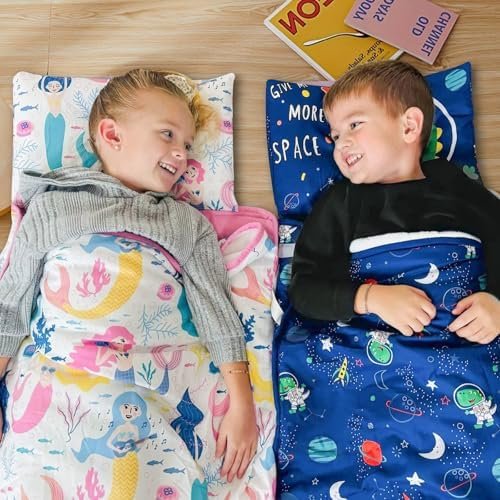 Toddler Nap Mat with Removable Pillow and Plush Blanket - 54" x 33"for Kids Ages 3-6 Years - Soft Kids Sleeping Bag for Toddlers - Roll Up Design Great for Preschool, Daycare - Image 8