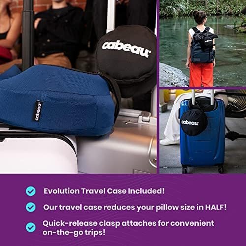 Cabeau Airplane Pillow for Long Flights – Evolution S3 – Best Travel Accessory with Seat Straps to Secure Your Head and Neck and Provides 360° Support (Jet Black) - Image 6