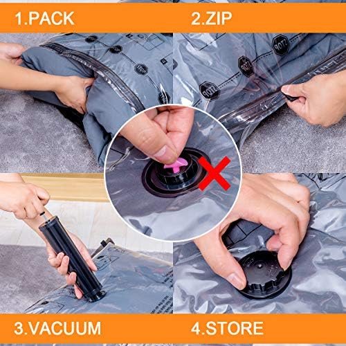12 Pack Vacuum Storage Bags (3 x Jumbo, 3 x Large, 3 x Medium, 3 x Small), Space Saver Sealer Compression Bags with Travel Hand Pump for Blankets, Comforters, Pillows, Clothes Storage - Image 6