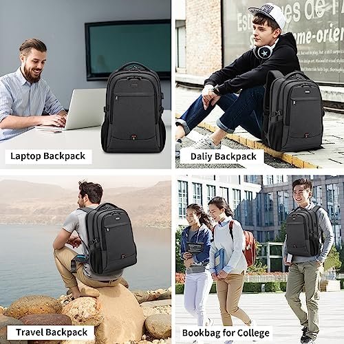 DUSLANG 17 Inch Laptop Backpack for Travel Water Resistant College Backpack for Men/Women Laptop Bag with USB Charging Port,Black - Image 9