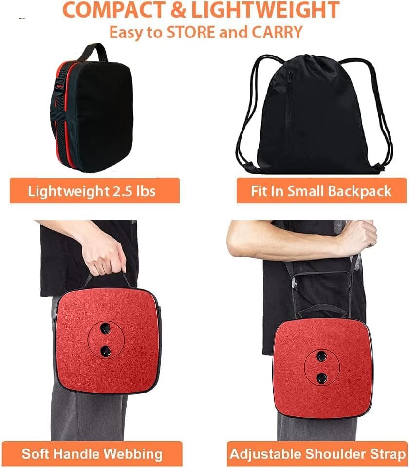 Portable Collapsible Stool Set - Heavy Duty Square Collapsible Stool + Thick Seat Cushion - 550lbs Load Capacity for Camping Travel Picnic Gardening (Red/Black) - Image 6