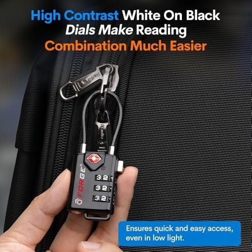 TSA Approved Cable Luggage Locks, Re-settable Combination with Alloy Body, Black 2 Locks. - Image 5