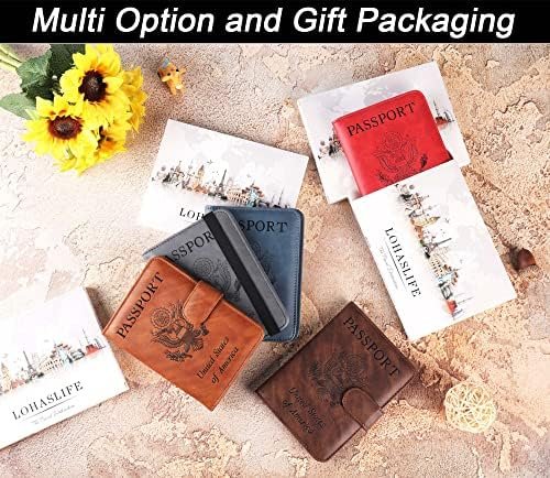 Passport Holder Cover Wallet Travel Essentials Leather Rfid Blocking Case Vacation Luggage Must Haves Travel Accessories for Men Women (116#Black) - Image 8