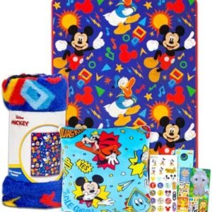 Mickey Mouse Travel Blanket and Pillow Set - Bundle with Mickey Mouse Blanket, Travel Pillow, Stickers, More | Mickey Travel Accessories for Kids