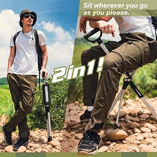Ta-Da Chair Series 2- Portable Walking Stick, Cane with Seat, Foldable Chair, Hiking Stick, for Camping, Hiking, Lightweight Aluminum, Easy Carry, Anti-Slip - Image 2