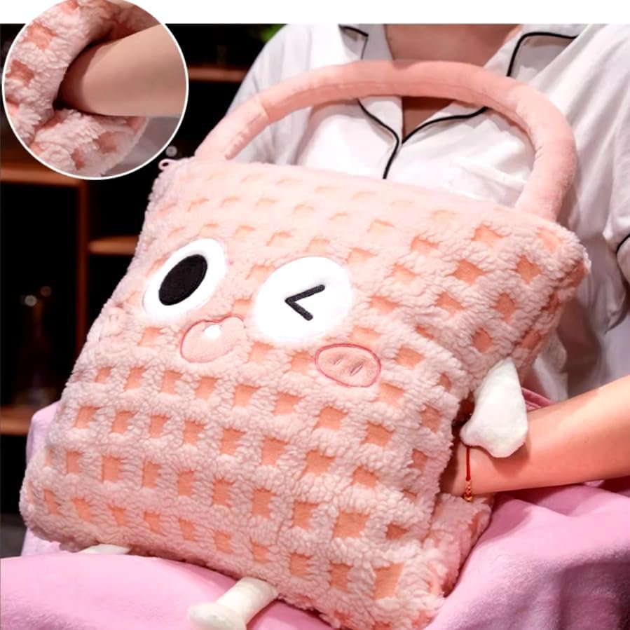 3 In 1 Travel Pillow and Blanket Set with Bag Cute Funny Plush Pillow Blanket Combo with Carrying Handle for Car & plane,Hand Warmer,Pink Throw Pillows for Bed,Sofa,Home Decor,Birthday Gifts for Kids - Image 2