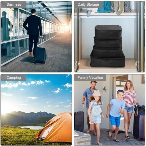 6 Set Packing Cubes for Suitcases Travel Luggage Packing Organizers,Travel Essentials Luggage Organizer for Travel Accessories Shoe Bag Tioletry Bag Laundry Bag (Black) - Image 6