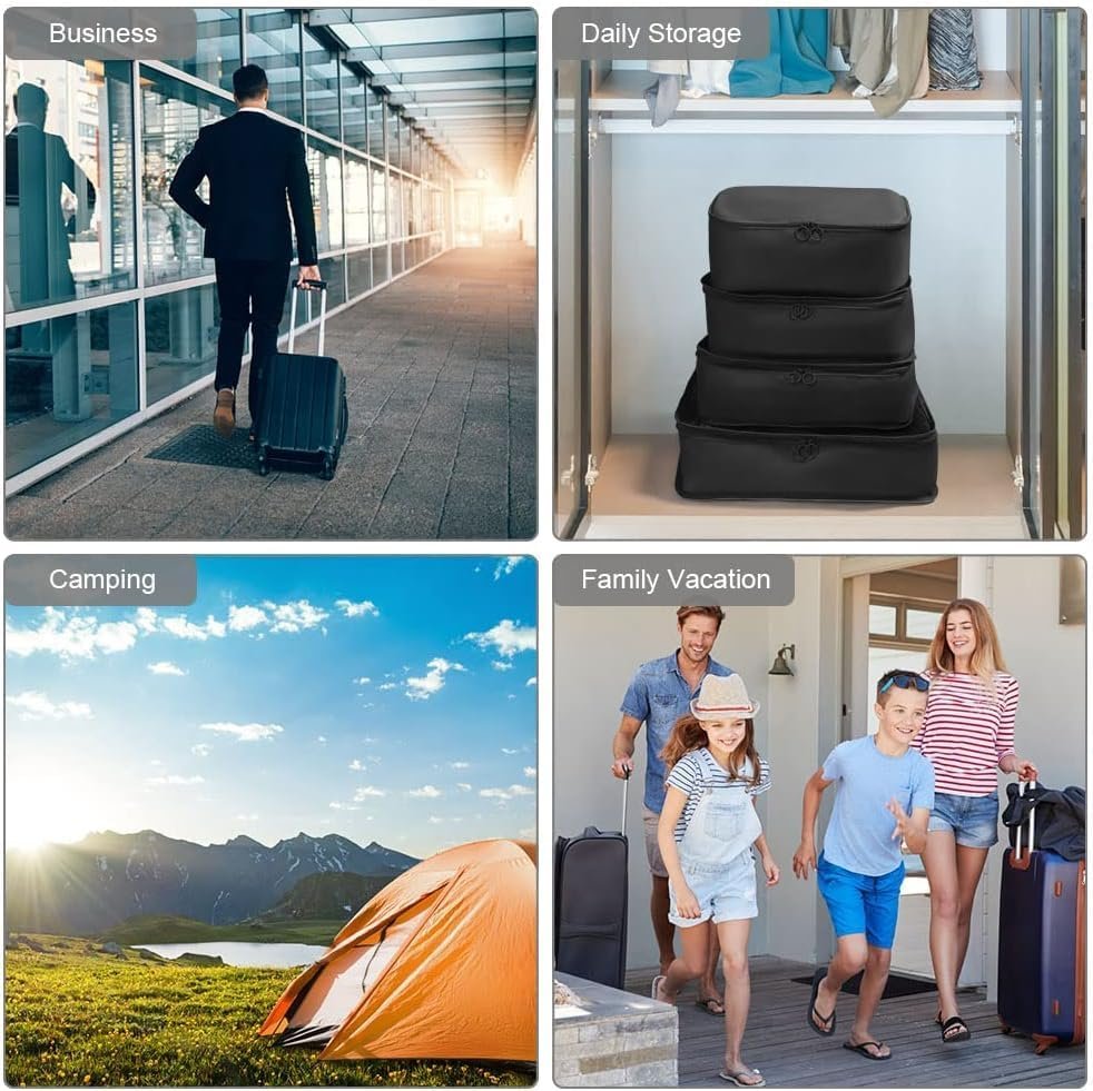 6 Set Packing Cubes for Suitcases Travel Luggage Packing Organizers,Travel Essentials Luggage Organizer for Travel Accessories Shoe Bag Tioletry Bag Laundry Bag (Black) - Image 6